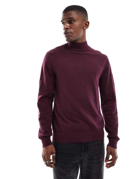 Threadbare - Maglione dolcevita in cotone bordeaux - view 1