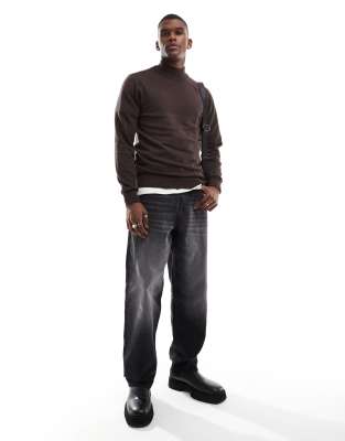 Threadbare - Maglione dolcevita in cotone marrone - view 1