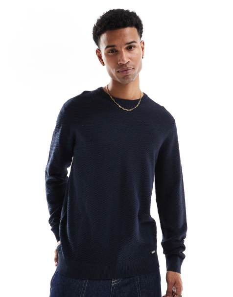 Threadbare - Maglione girocollo blu navy lavorato - view 1