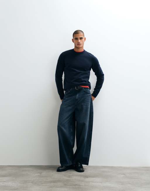 Threadbare - Maglione girocollo blu navy lavorato, 5 di 5