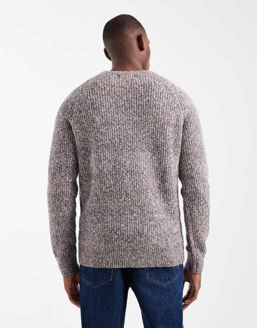 Threadbare - Maglione girocollo marrone a coste, 3 di 5