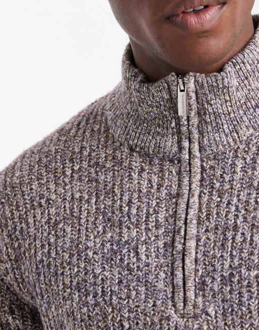 Threadbare - Maglione marrone con zip corta, 4 di 5