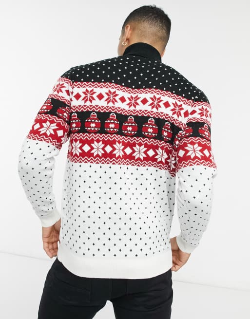 Threadbare - Maglione natalizio con collo alto con motivo Fair Isle, 2 di 4