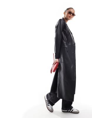 Threadbare - Manteau long en similicuir - Noir