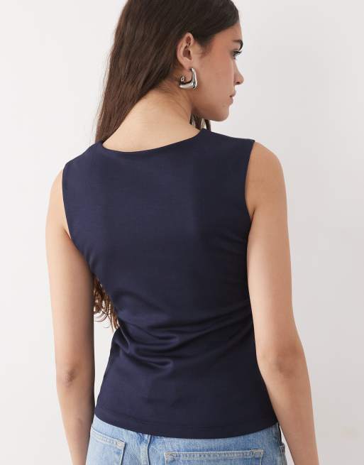 Threadbare – Marinblått linne med drapering, 4 av 4