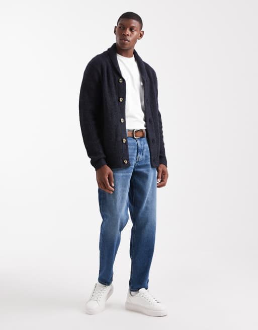Threadbare - Marineblå cardigan med sjalsdetalje, 2 af 5