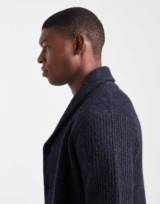 Threadbare - Marineblå cardigan med sjalsdetalje, 4 af 5