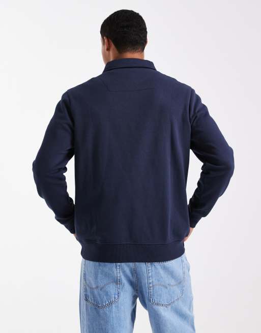 Threadbare - Marineblå fleece-sweatshirt med 1/4 lynlås, 3 af 5