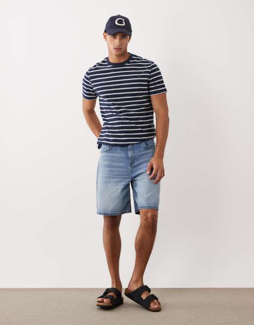 Threadbare - Marineblå og ecrufarvet T-shirt med striber og ringer-detaljer, 2 af 5