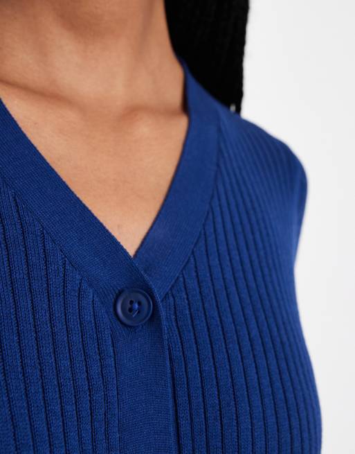Threadbare - Marineblå og strikket kjole med knapper, 4 af 4