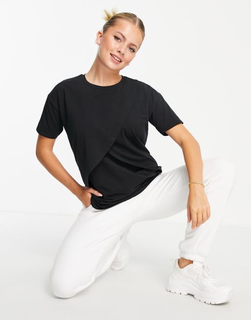 ASOS DESIGN Maternity nursing 2 pack t-shirt in black and white