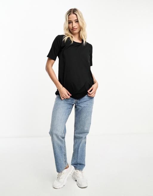 Threadbare Maternity 2 pack nursing top in black and grey ASOS