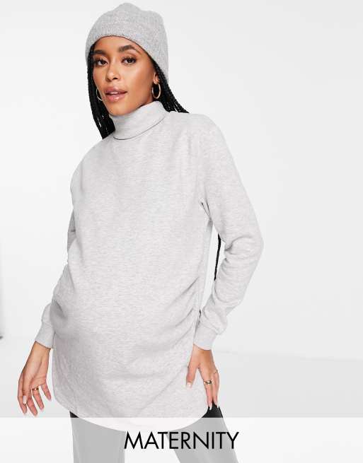 Threadbare Maternity - Højhalset grå sweatshirt