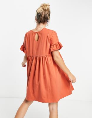 burnt orange babydoll dress