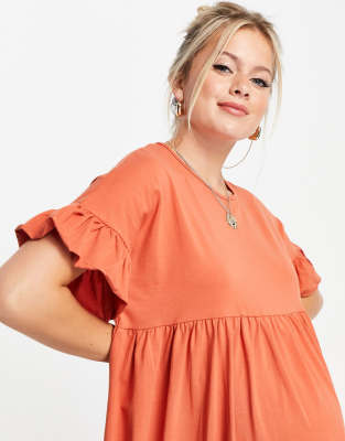 burnt orange babydoll dress