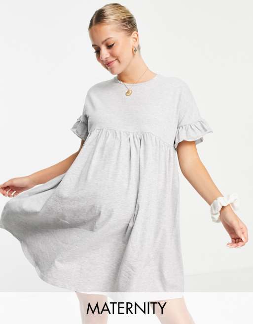 Threadbare Maternity smock dress in gray ASOS