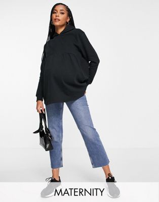 Threadbare Maternity smock hoodie in black - ASOS Price Checker