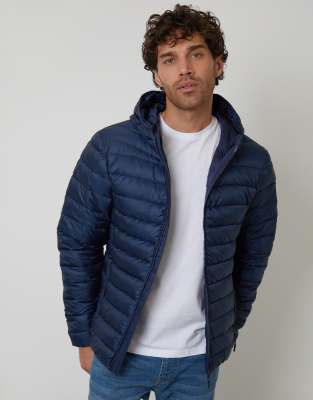 Threadbare Matte Finish Padded Hooded Jacket In Blue