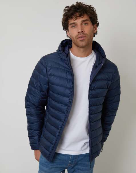 Threadbare Matte finish padded hooded jacket in navy - view 1