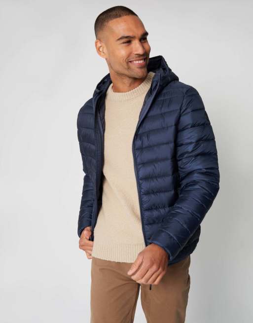 Threadbare Matte finish padded hooded jacket in navy, 3 of 5