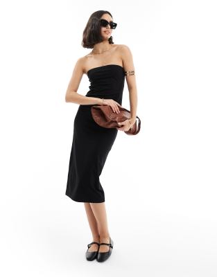 Threadbare maxi bandeau dress in black