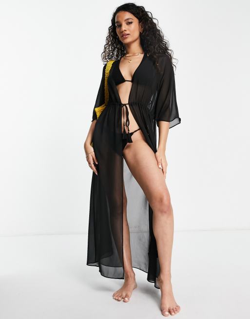 Asos black beach cover up online