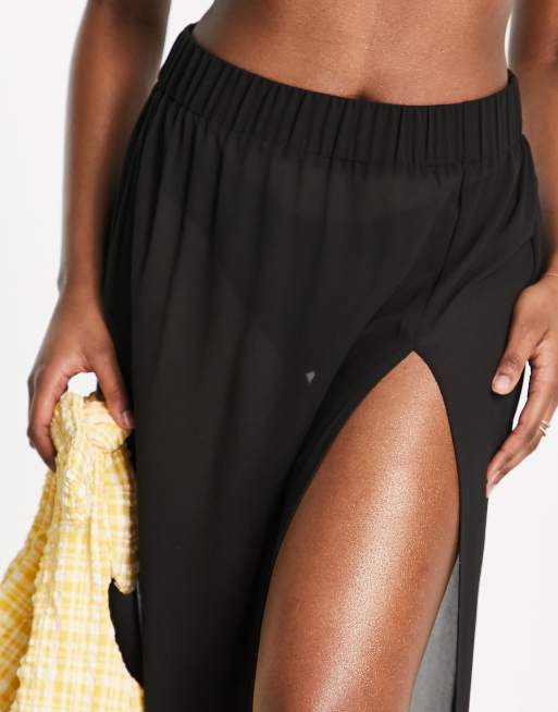 Threadbare maxi beach skirt in black ASOS