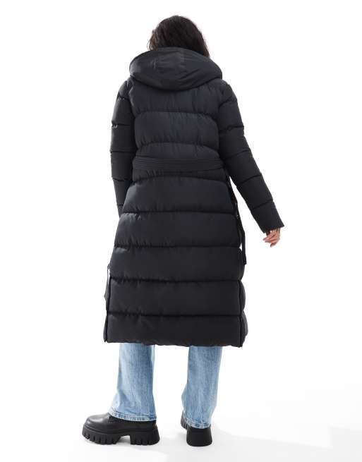 Miss selfridge black belted puffer coat sales
