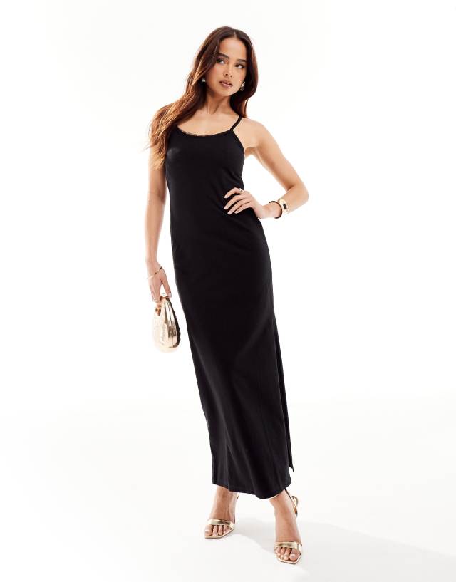 Threadbare - maxi lace insert dress in black