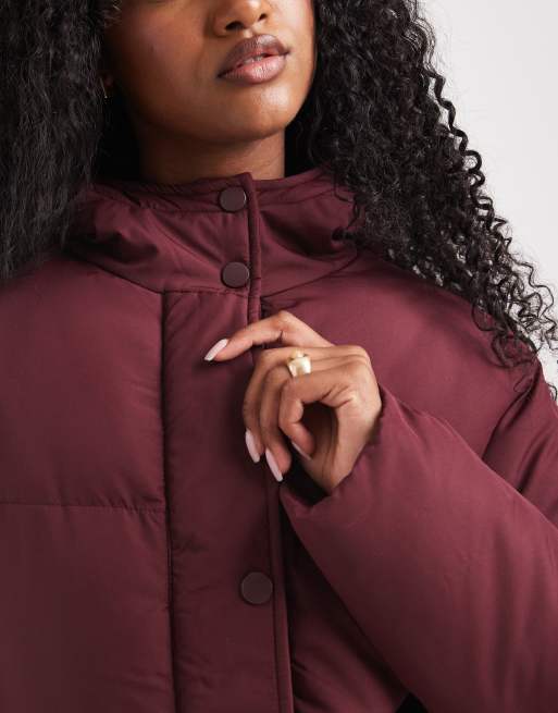 Threadbare maxi puffer coat with hood in fig