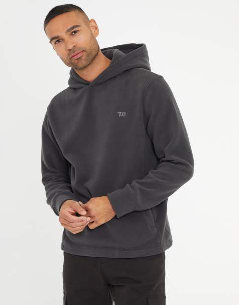 Threadbare Microfleece pullover hoodie in dark grey - view 1