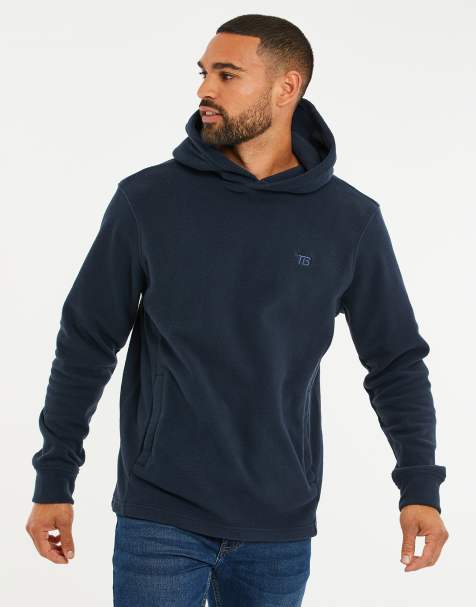 Threadbare Microfleece pullover hoodie in navy - view 1