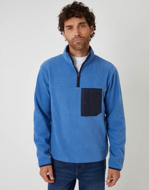 Threadbare Microfleece quarter zip sweatshirt in cobalt - view 1