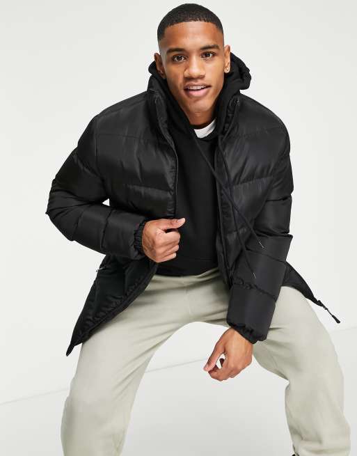 Threadbare Puffer Jacket with Funnel Neck