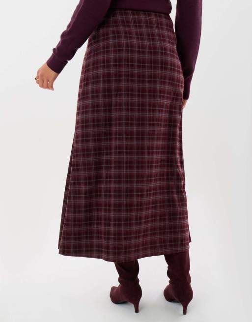 Threadbare Midaxi buckle wrap skirt in plum, 2 of 5