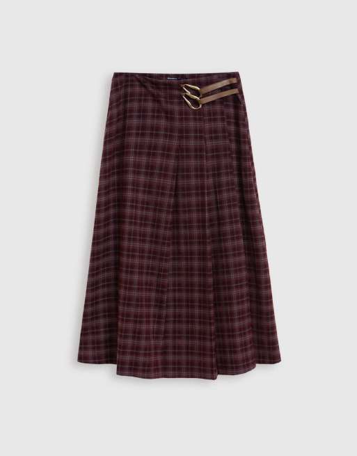 Threadbare Midaxi buckle wrap skirt in plum, 5 of 5
