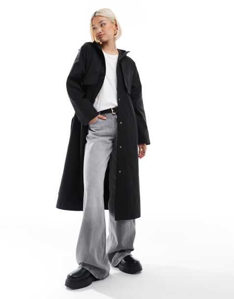 Threadbare midi trench coat with belt in black - view 1