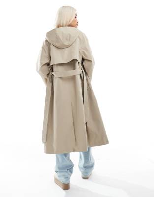 AMERI　TRENCH LIKE MIDI COAT Tailored Contrast Tip Detail Cape Trench Midi Coat | Karen