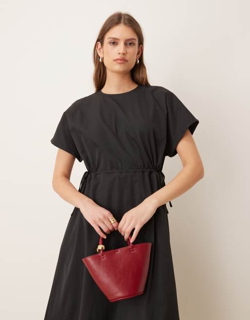 Threadbare – Midikleid in Schwarz mit elastischer Taille, 2 von 4