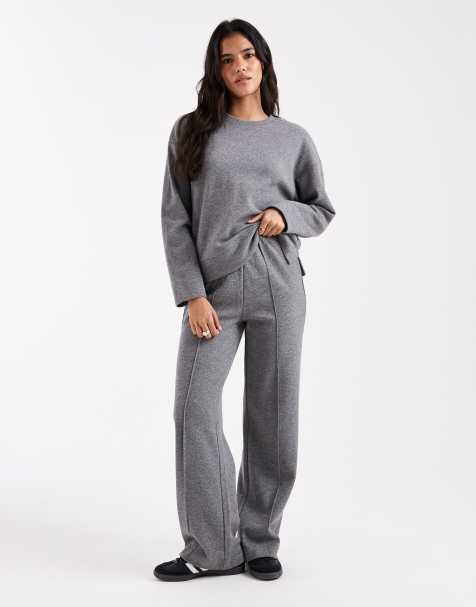 Threadbare co-ord cotton jersey mix soft touch pull on trousers in charcoal grey