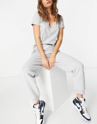 Threadbare Mila Top And Jogger Set In Grey Marl