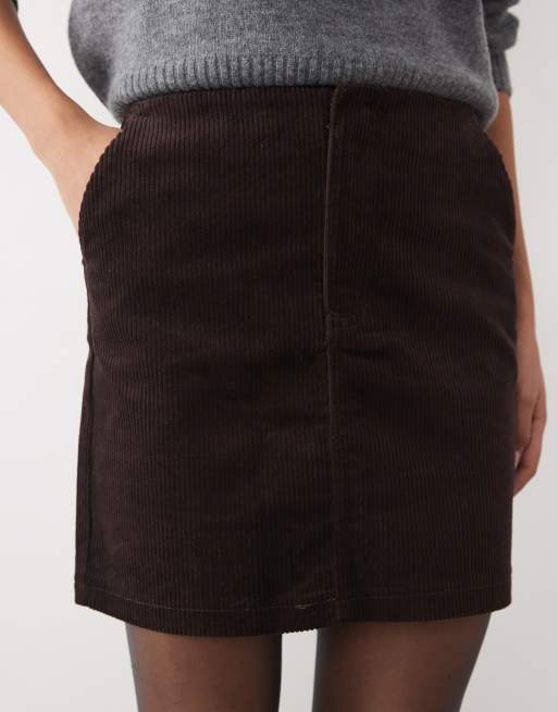 Threadbare - Mini-jupe en velours côtelé - Marron chocolat, 4 de 5
