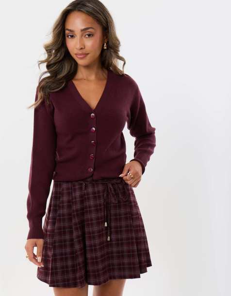 Threadbare Mini kilt skirt with tie belt in purple - view 1