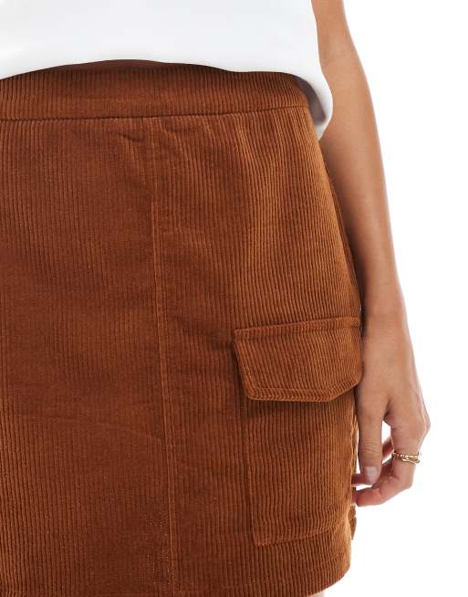 Threadbare - Mini rok van corduroy en zakdetails in lichtbruin, 4 van 5