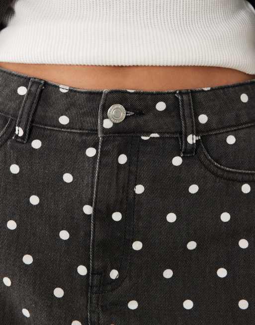 Threadbare - Minigonna di jeans nera e bianca a pois in coordinato, 5 di 5