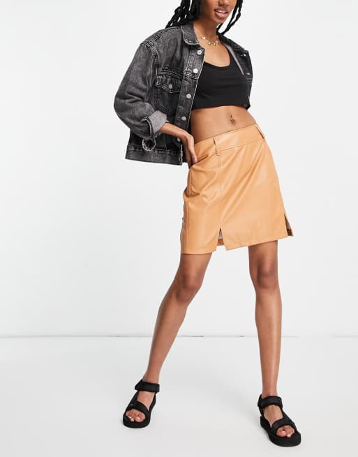 Threadbare - Minirok van PU in gebroken camel, 4 van 4