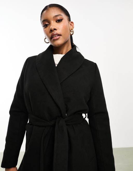 Threadbare Mira formal coat with shawl collar in black