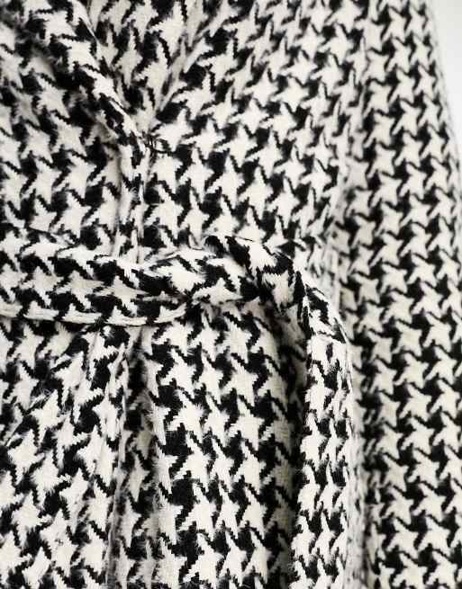 Threadbare Mira Manteau habill col ch le et motif pied de poule Noir et blanc