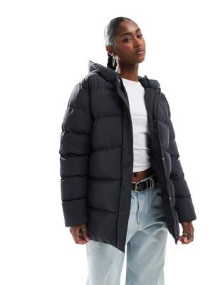 Threadbare - Mittellange Pufferjacke in Anthrazit-Grau
