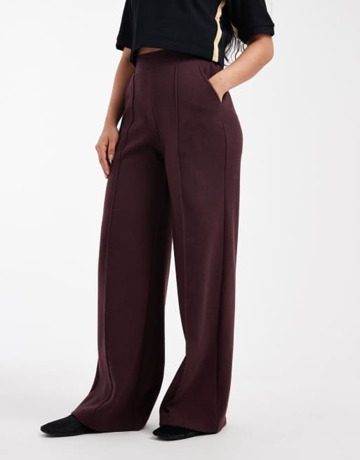 Threadbare mock knit wide leg sweatpants with seam detail in fig, 2 of 5